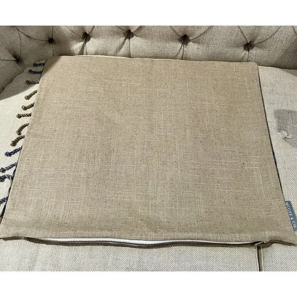 New McGee & Co Linen Blend Accent‎ Pillow Cover Beige Blue Tan Textured